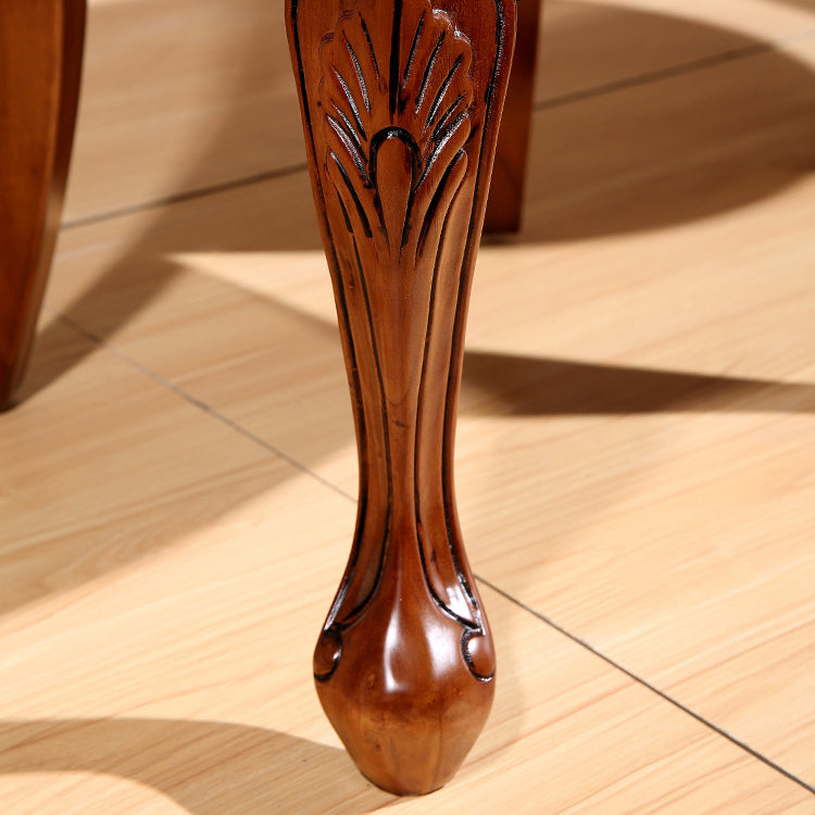 Rustieke stijl eetkamerstoel lederen stoel met houten basis voor thuis