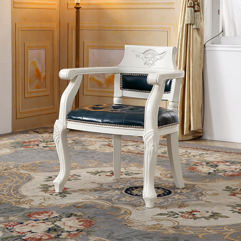 Rustieke stijl eetkamerstoel lederen stoel met houten basis voor thuis