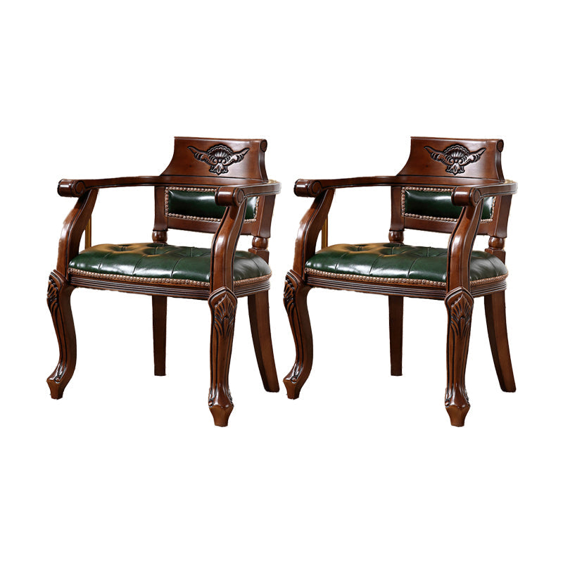 Rustieke stijl eetkamerstoel lederen stoel met houten basis voor thuis