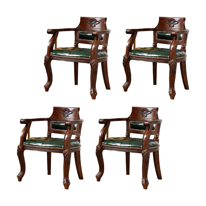 Rustieke stijl eetkamerstoel lederen stoel met houten basis voor thuis