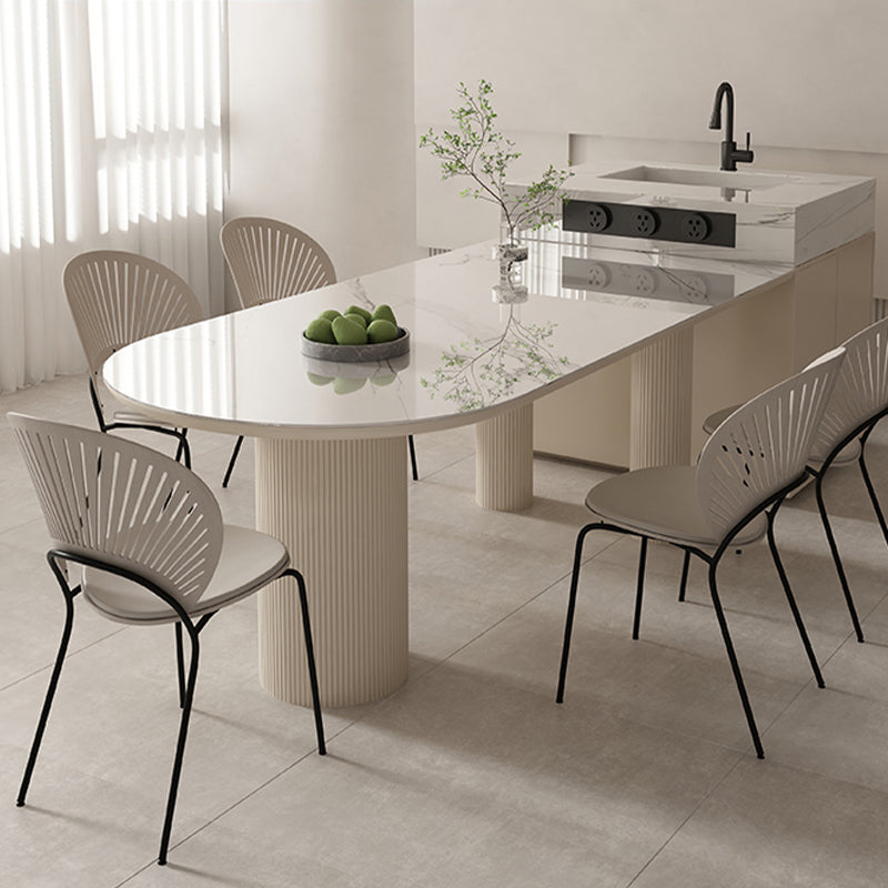 Sintered Stone Top Table White Dining Table for Kitchen Dining Room Clearhalo 'Dining Tables & Seating' 'Dining Tables' 'dining_table' 'furn' 'furn_dining_table' 'Furniture' 'Kitchen & Dining Furniture' 7373554