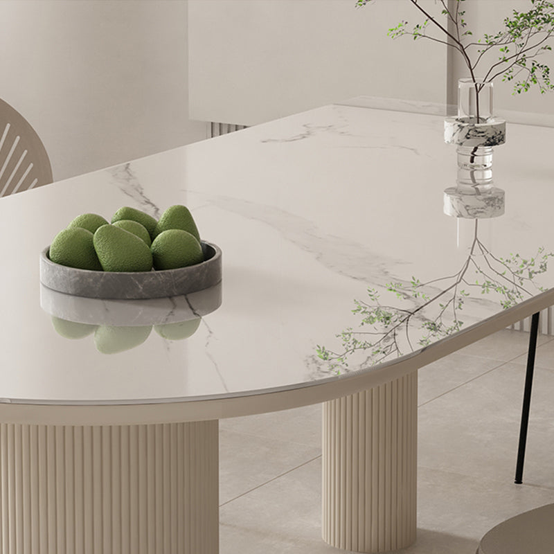 Sintered Stone Top Table White Dining Table for Kitchen Dining Room Clearhalo 'Dining Tables & Seating' 'Dining Tables' 'dining_table' 'furn' 'furn_dining_table' 'Furniture' 'Kitchen & Dining Furniture' 7373560