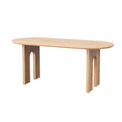 Solid Wood Dining Room Dinner Kitchen Table Contemporary Dining Table Oval Natural Clearhalo 'Dining Tables & Seating' 'Dining Tables' 'dining_table' 'furn' 'furn_dining_table' 'Furniture' 'Kitchen & Dining Furniture' 7373636