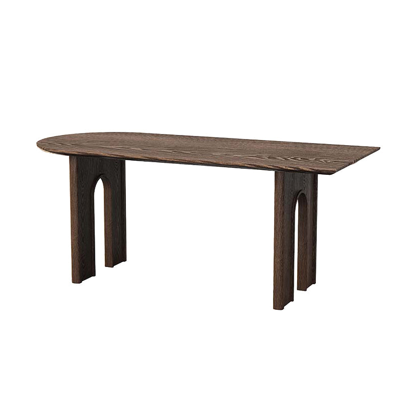 Solid Wood Dining Room Dinner Kitchen Table Contemporary Dining Table Semicircle Brown Clearhalo 'Dining Tables & Seating' 'Dining Tables' 'dining_table' 'furn' 'furn_dining_table' 'Furniture' 'Kitchen & Dining Furniture' 7373637