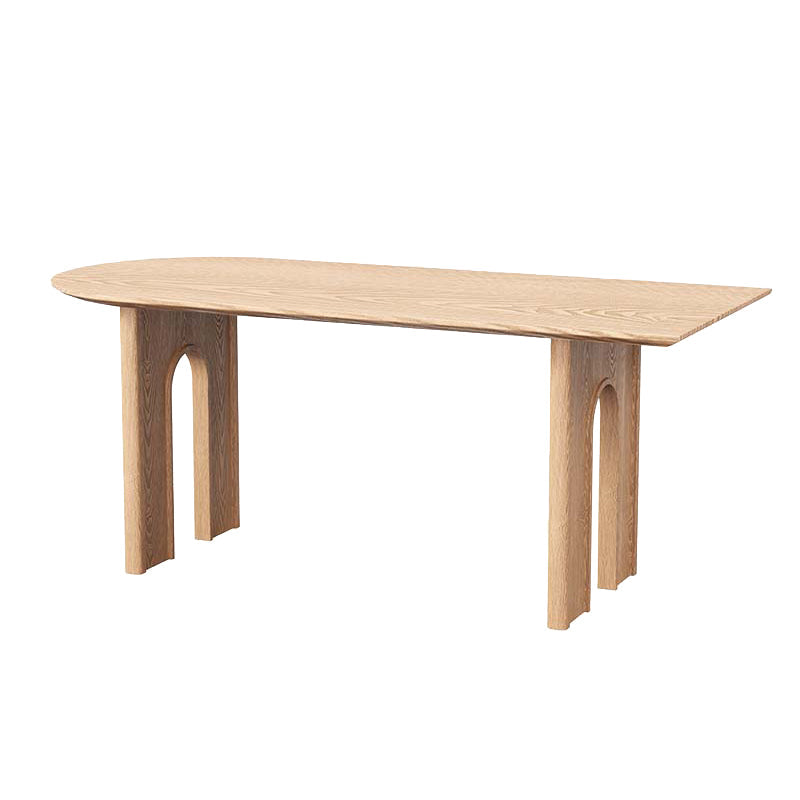 Solid Wood Dining Room Dinner Kitchen Table Contemporary Dining Table Semicircle Natural Clearhalo 'Dining Tables & Seating' 'Dining Tables' 'dining_table' 'furn' 'furn_dining_table' 'Furniture' 'Kitchen & Dining Furniture' 7373639