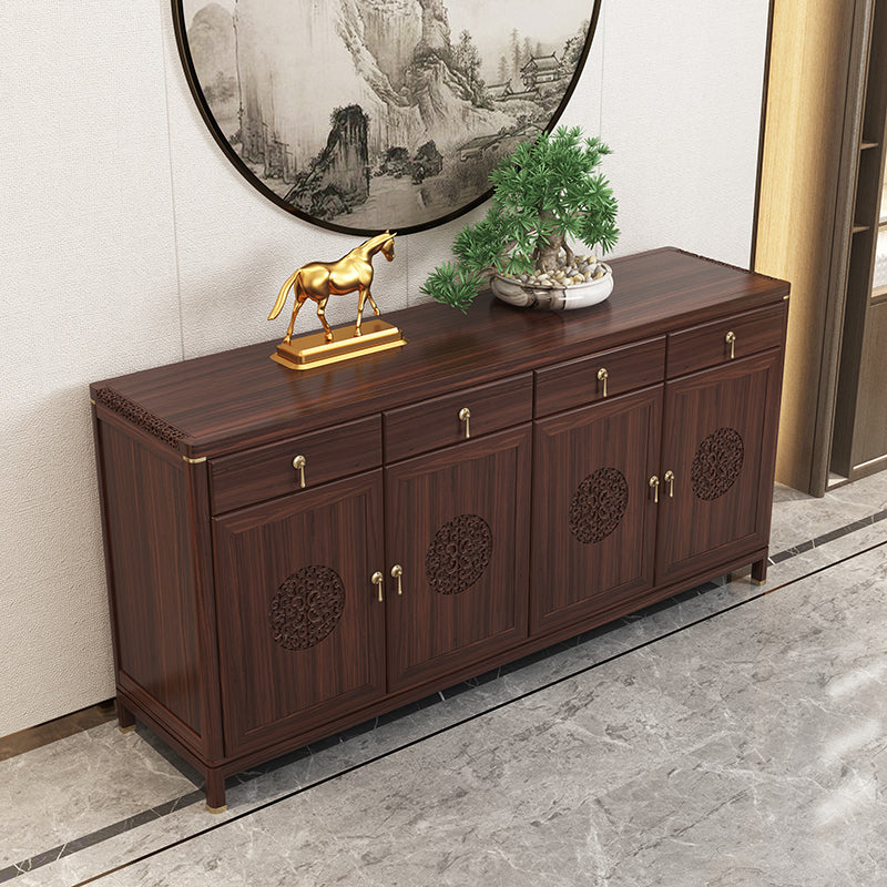 Modern Buffet Table Solid Wood Buffet Stand with Doors for Dining Room 71"L x 18"W x 35"H Brown Clearhalo 'buffet_sideboard' 'Buffets & Sideboards' 'furn' 'furn_buffet_sideboard' 'Furniture' 'Kitchen & Dining Furniture' 7373763