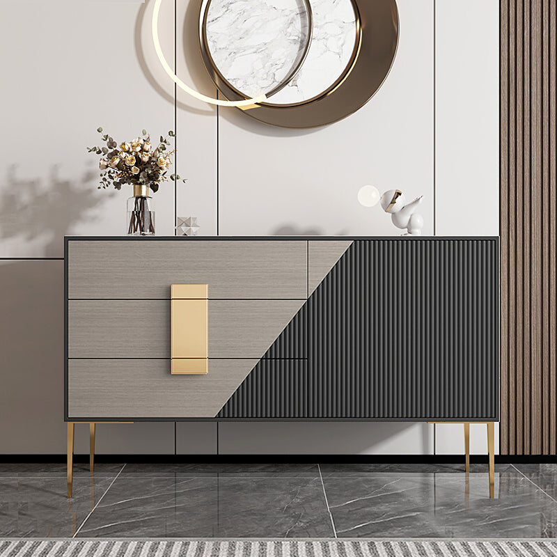 Glam Style Wooden Sideboard Cabinet 33.5" High Sideboard with Drawers and Storage Black Clearhalo 'buffet_sideboard' 'Buffets & Sideboards' 'furn' 'furn_buffet_sideboard' 'Furniture' 'Kitchen & Dining Furniture' 7373795