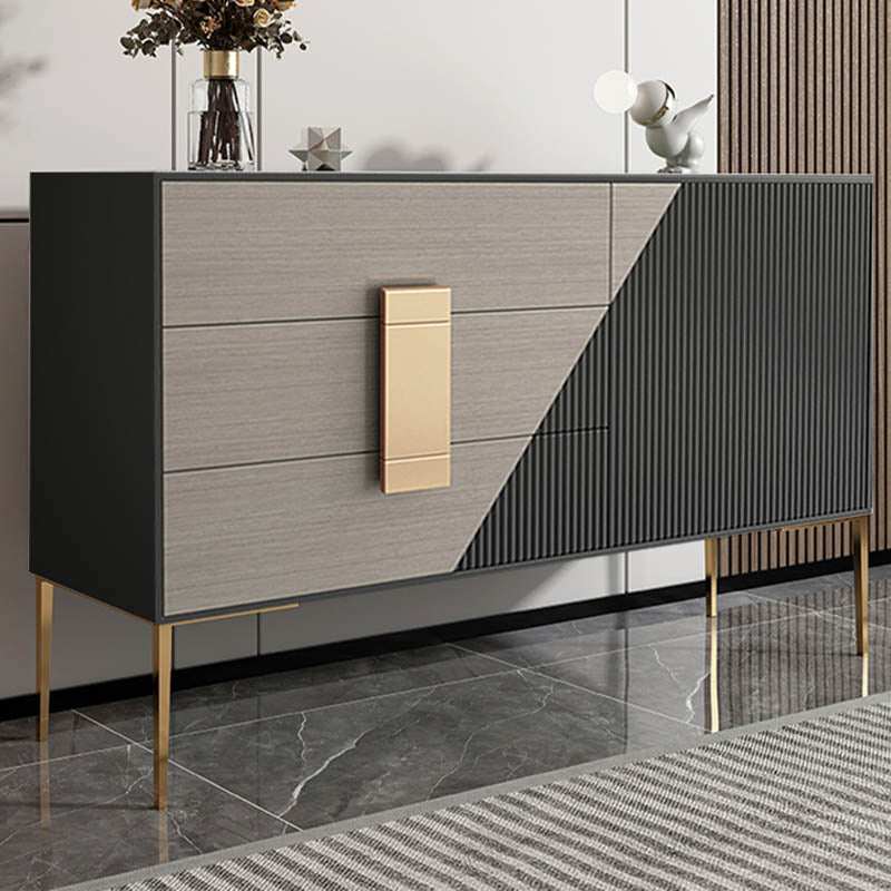 Glam Style Wooden Sideboard Cabinet 33.5" High Sideboard with Drawers and Storage Clearhalo 'buffet_sideboard' 'Buffets & Sideboards' 'furn' 'furn_buffet_sideboard' 'Furniture' 'Kitchen & Dining Furniture' 7373796