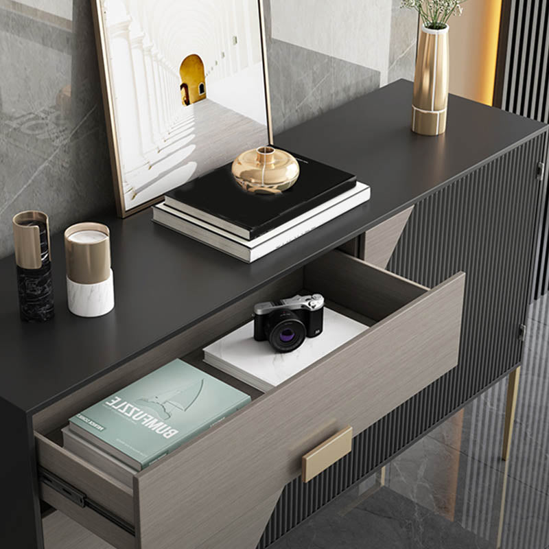 Glam Style Wooden Sideboard Cabinet 33.5" High Sideboard with Drawers and Storage Clearhalo 'buffet_sideboard' 'Buffets & Sideboards' 'furn' 'furn_buffet_sideboard' 'Furniture' 'Kitchen & Dining Furniture' 7373803