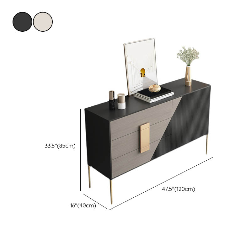 Glam Style Wooden Sideboard Cabinet 33.5" High Sideboard with Drawers and Storage Clearhalo 'buffet_sideboard' 'Buffets & Sideboards' 'furn' 'furn_buffet_sideboard' 'Furniture' 'Kitchen & Dining Furniture' 7373806