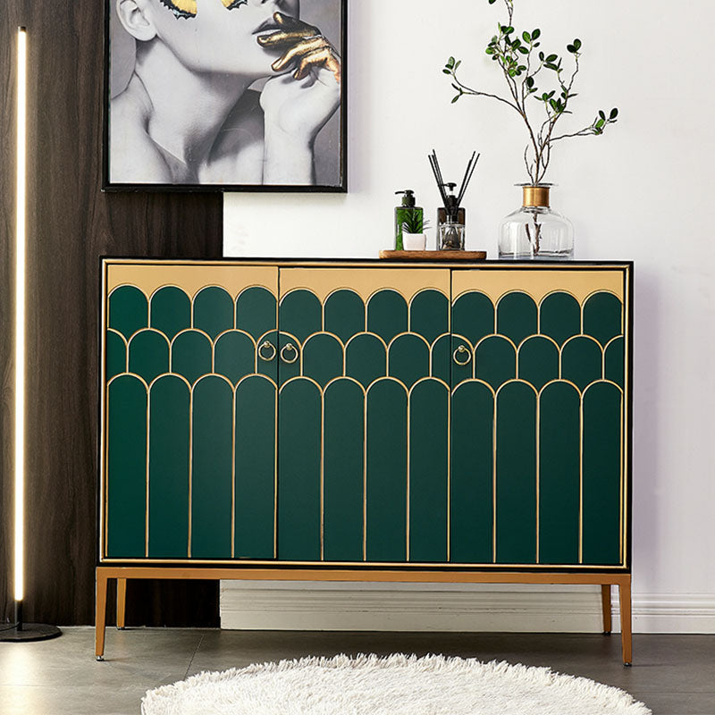 Glam Style Engineered Wood Buffet Table 15.7" Wide Sideboard Cabinet 47"L x 16"W x 35"H Green Clearhalo 'buffet_sideboard' 'Buffets & Sideboards' 'furn' 'furn_buffet_sideboard' 'Furniture' 'Kitchen & Dining Furniture' 7373834