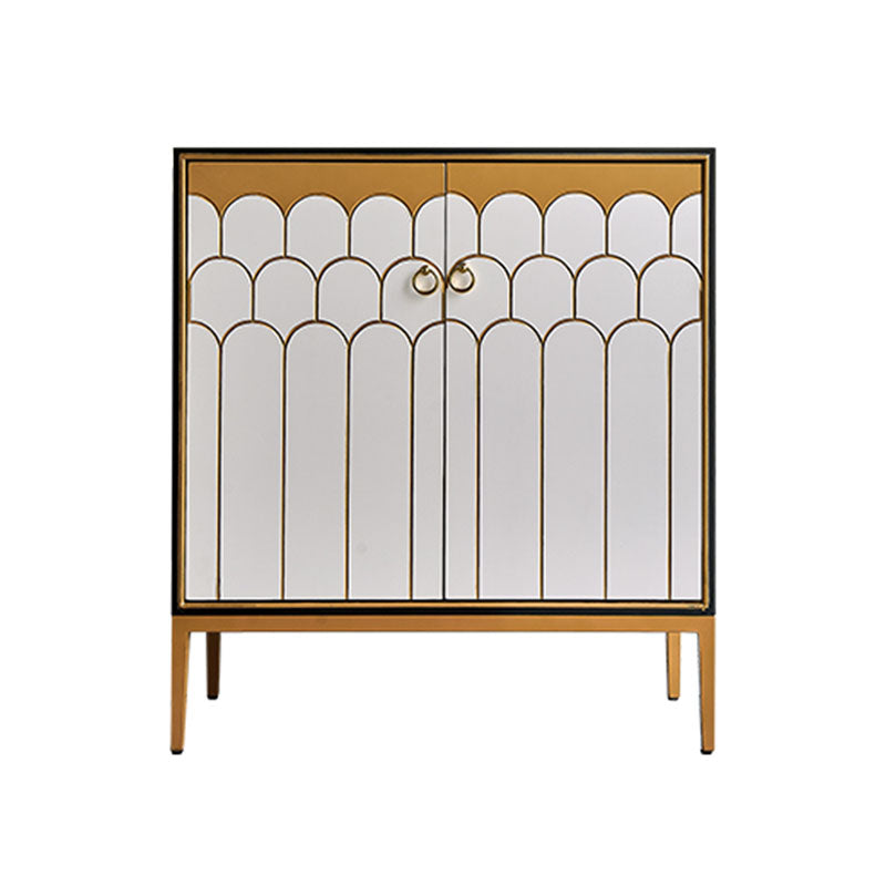 Glam Style Engineered Wood Buffet Table 15.7" Wide Sideboard Cabinet 39"L x 16"W x 35"H White Clearhalo 'buffet_sideboard' 'Buffets & Sideboards' 'furn' 'furn_buffet_sideboard' 'Furniture' 'Kitchen & Dining Furniture' 7373835