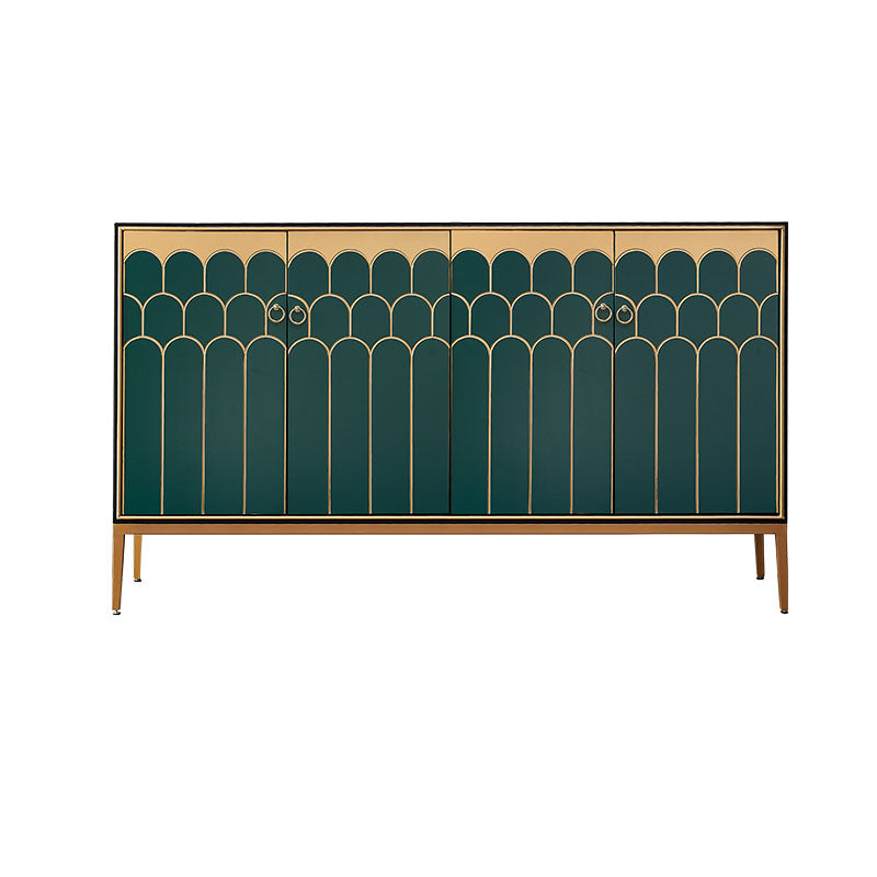 Glam Style Engineered Wood Buffet Table 15.7" Wide Sideboard Cabinet 59"L x 16"W x 35"H Green Clearhalo 'buffet_sideboard' 'Buffets & Sideboards' 'furn' 'furn_buffet_sideboard' 'Furniture' 'Kitchen & Dining Furniture' 7373841