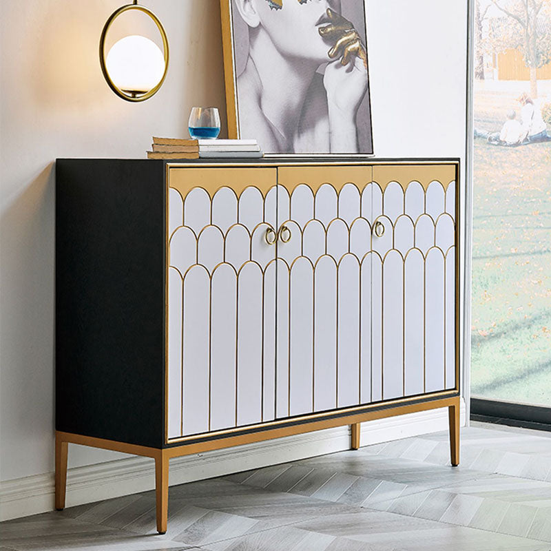 Glam Style Engineered Wood Buffet Table 15.7" Wide Sideboard Cabinet 47"L x 16"W x 35"H White Clearhalo 'buffet_sideboard' 'Buffets & Sideboards' 'furn' 'furn_buffet_sideboard' 'Furniture' 'Kitchen & Dining Furniture' 7373845