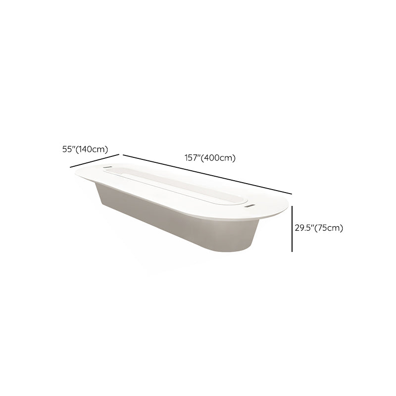 Contemporary Man-made Wood Writing Desk Oval White Office Desk for Office Clearhalo 'furn' 'furn_office_desk' 'Furniture' 'Office Desks' 'Office Furniture' 'office_desk' 7373882