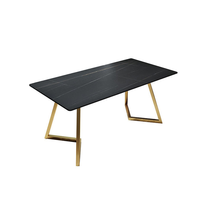 Glam -Schreibtisch Stein rechteckig 29,53 "großer Büroschreibtisch mit goldenen Beinen