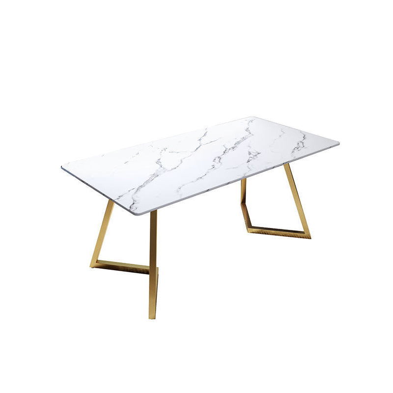 Glam -Schreibtisch Stein rechteckig 29,53 "großer Büroschreibtisch mit goldenen Beinen
