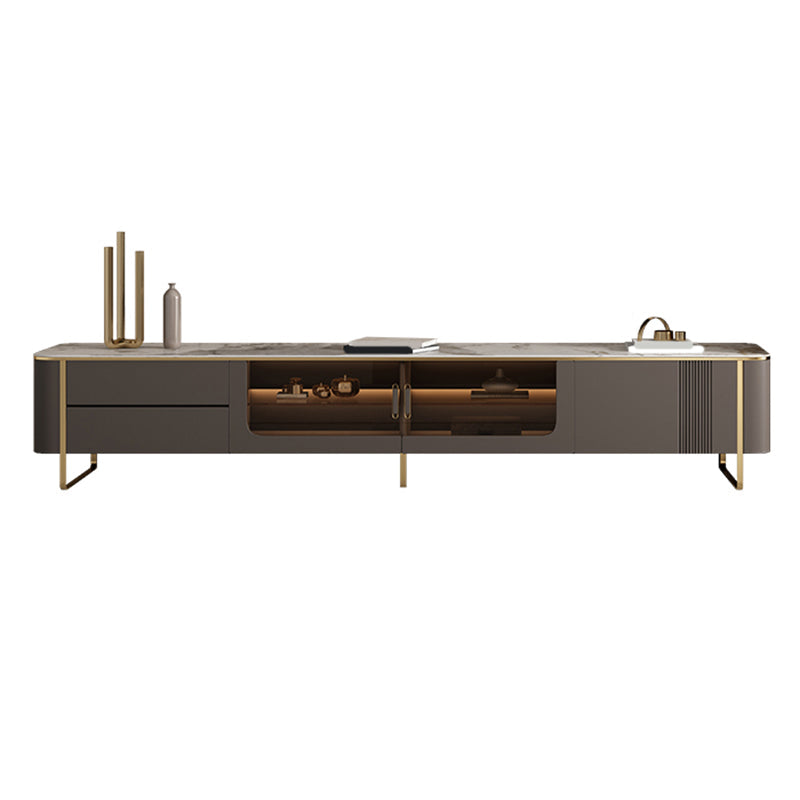 Stone TV Stand Console Enclosed Storage TV Media Console with Drawers Clearhalo 'furn' 'furn_tv_stands_entertainment_centers' 'Furniture' 'Living Room Furniture' 'TV Stands & Entertainment Centers' 'TV Stands & Media Storage Furniture' 'tv_stands_entertainment_centers' 7374982