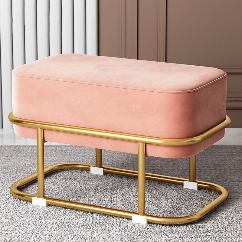 Multi Colors Ottoman Removable Slipcover Upholstered Velvet Ottoman Pink Rectangle 1 Piece Clearhalo 'furn' 'furn_ottomans_poufs' 'Furniture' 'Living Room Furniture' 'Ottomans & Poufs' 'ottomans_poufs' 7375031