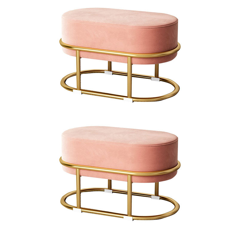 Multi Colors Ottoman Removable Slipcover Upholstered Velvet Ottoman Pink Oval 2 Piece Set Clearhalo 'furn' 'furn_ottomans_poufs' 'Furniture' 'Living Room Furniture' 'Ottomans & Poufs' 'ottomans_poufs' 7375059