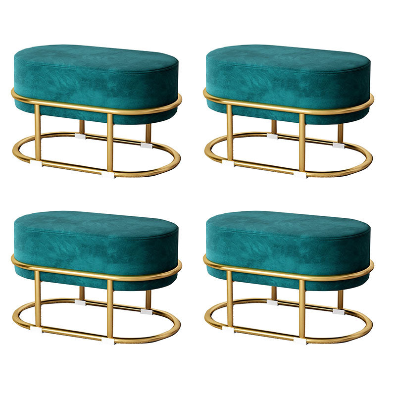 Multi Colors Ottoman Removable Slipcover Upholstered Velvet Ottoman Blackish Green Oval 4 Piece Set Clearhalo 'furn' 'furn_ottomans_poufs' 'Furniture' 'Living Room Furniture' 'Ottomans & Poufs' 'ottomans_poufs' 7375062