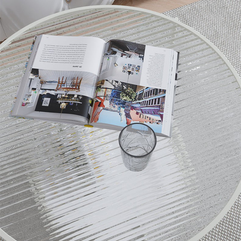 Contemporary Glass Top Coffee Table Round Metal Frame Cocktail Table Clearhalo 'Coffee & Accent Tables' 'Coffee Tables' 'coffee_tables' 'furn' 'furn_coffee_tables' 'Furniture' 'Living Room Furniture' 7375113