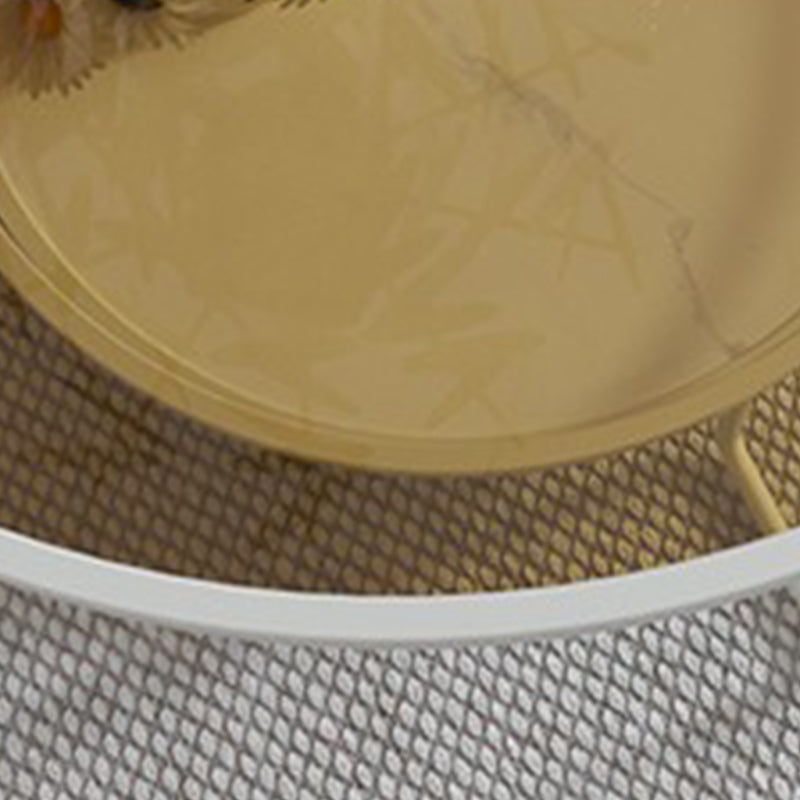 Contemporary Glass Top Coffee Table Round Metal Frame Cocktail Table Clearhalo 'Coffee & Accent Tables' 'Coffee Tables' 'coffee_tables' 'furn' 'furn_coffee_tables' 'Furniture' 'Living Room Furniture' 7375114
