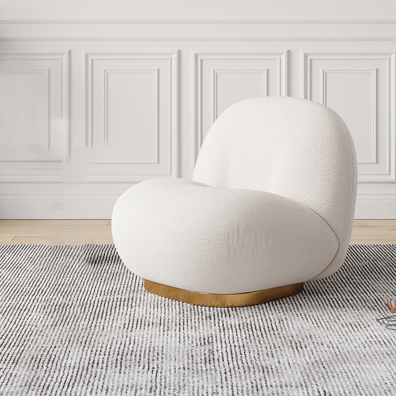 Solid Wood Chair Round Base Style Lounge Accent Chair for Living Room White Flannel 1 Piece Clearhalo 'Accent Chairs' 'accent_chairs' 'Chairs & Seating' 'furn' 'furn_accent_chairs' 'Furniture' 'Living Room Furniture' 7375196