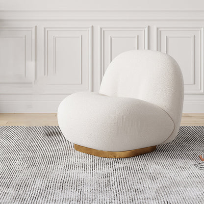 Solid Wood Chair Round Base Style Lounge Accent Chair for Living Room White Flannel 1 Piece Clearhalo 'Accent Chairs' 'accent_chairs' 'Chairs & Seating' 'furn' 'furn_accent_chairs' 'Furniture' 'Living Room Furniture' 7375196