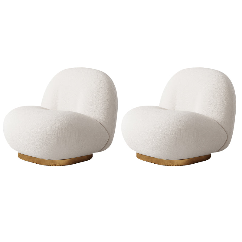 Solid Wood Chair Round Base Style Lounge Accent Chair for Living Room White Flannel 2 Piece Set Clearhalo 'Accent Chairs' 'accent_chairs' 'Chairs & Seating' 'furn' 'furn_accent_chairs' 'Furniture' 'Living Room Furniture' 7375197