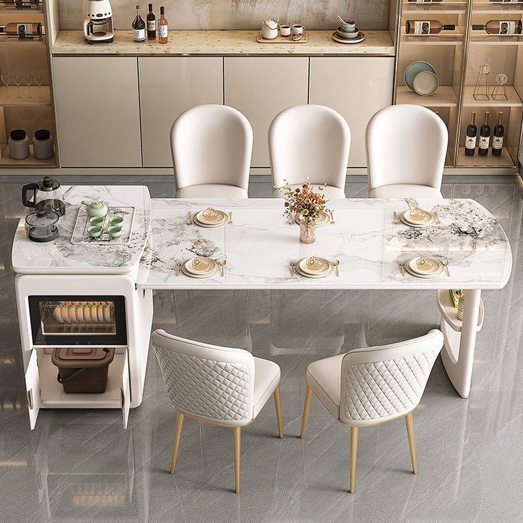 Glam Kitchen Stone Furniture 2/3/5/6/7 Pcs Standard Height Versatile Dining Room Table Set Table & Chair(s) 6 Piece Set Clearhalo 'Dining Room Sets' 'Dining Tables & Seating' 'dining_room_set' 'furn' 'furn_dining_room_set' 'Furniture' 'Kitchen & Dining Furniture' 7375309