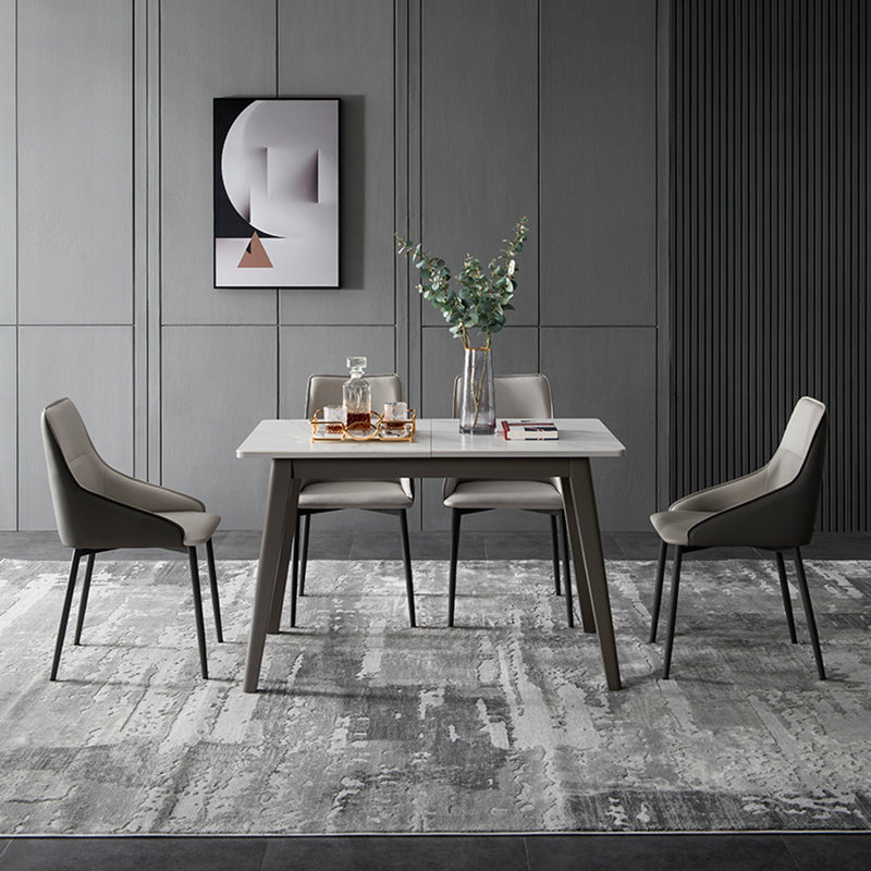 Rechteck Esstisch Set mit grauen Beinen 1/2/5/7 PCs Esseet Set für Zuhause