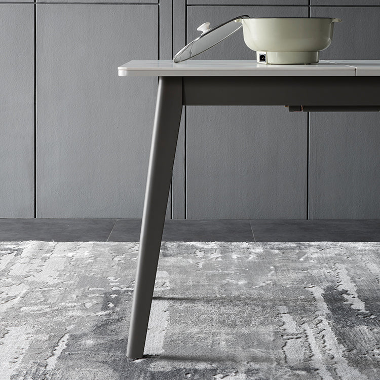 Rechteck Esstisch Set mit grauen Beinen 1/2/5/7 PCs Esseet Set für Zuhause