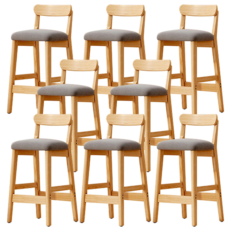Solid Wood Bar Stool Backrest Upholstered Bar Stools for Dining Room Gray 8 Piece Set Bar Stool(28"H) Clearhalo 'Bar Furniture' 'Bar Stools' 'bar_stools' 'furn' 'furn_bar_stools' 'Furniture' 'Kitchen & Dining Furniture' 7376231