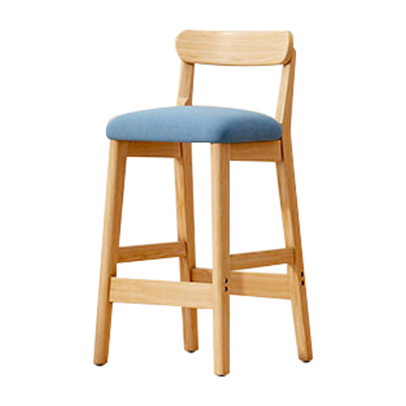 Solid Wood Bar Stool Backrest Upholstered Bar Stools for Dining Room Blue 1 Piece Bar Stool(28"H) Clearhalo 'Bar Furniture' 'Bar Stools' 'bar_stools' 'furn' 'furn_bar_stools' 'Furniture' 'Kitchen & Dining Furniture' 7376232