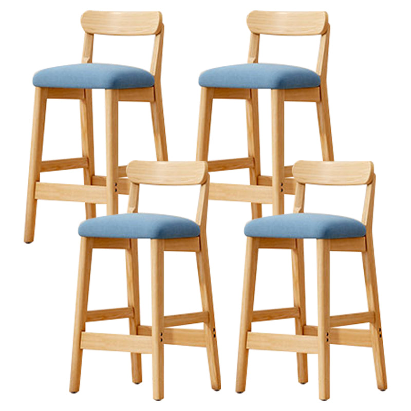 Solid Wood Bar Stool Backrest Upholstered Bar Stools for Dining Room Blue 4 Piece Set Bar Stool(28"H) Clearhalo 'Bar Furniture' 'Bar Stools' 'bar_stools' 'furn' 'furn_bar_stools' 'Furniture' 'Kitchen & Dining Furniture' 7376237