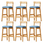 Solid Wood Bar Stool Backrest Upholstered Bar Stools for Dining Room Blue 6 Piece Set Bar Stool(28"H) Clearhalo 'Bar Furniture' 'Bar Stools' 'bar_stools' 'furn' 'furn_bar_stools' 'Furniture' 'Kitchen & Dining Furniture' 7376239