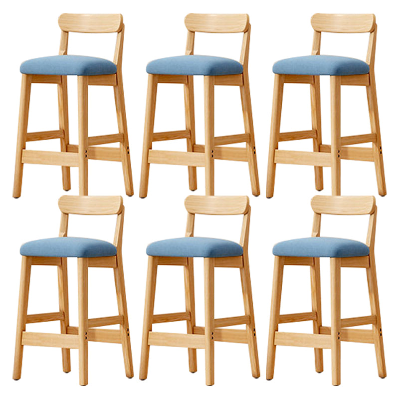 Solid Wood Bar Stool Backrest Upholstered Bar Stools for Dining Room Blue 6 Piece Set Bar Stool(28"H) Clearhalo 'Bar Furniture' 'Bar Stools' 'bar_stools' 'furn' 'furn_bar_stools' 'Furniture' 'Kitchen & Dining Furniture' 7376239