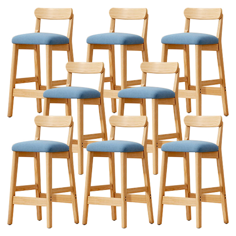 Solid Wood Bar Stool Backrest Upholstered Bar Stools for Dining Room Blue 8 Piece Set Bar Stool(28"H) Clearhalo 'Bar Furniture' 'Bar Stools' 'bar_stools' 'furn' 'furn_bar_stools' 'Furniture' 'Kitchen & Dining Furniture' 7376241
