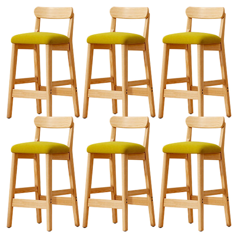 Solid Wood Bar Stool Backrest Upholstered Bar Stools for Dining Room Green 6 Piece Set Bar Stool(28"H) Clearhalo 'Bar Furniture' 'Bar Stools' 'bar_stools' 'furn' 'furn_bar_stools' 'Furniture' 'Kitchen & Dining Furniture' 7376246
