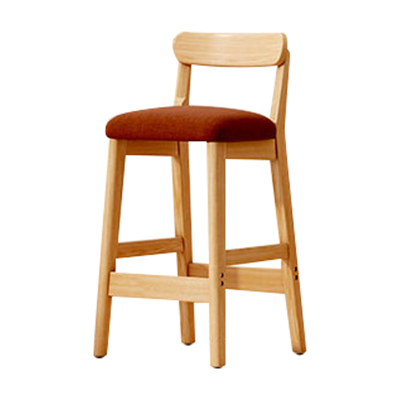 Solid Wood Bar Stool Backrest Upholstered Bar Stools for Dining Room Brown 1 Piece Bar Stool(28"H) Clearhalo 'Bar Furniture' 'Bar Stools' 'bar_stools' 'furn' 'furn_bar_stools' 'Furniture' 'Kitchen & Dining Furniture' 7376248