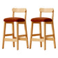 Solid Wood Bar Stool Backrest Upholstered Bar Stools for Dining Room Brown 2 Piece Set Bar Stool(28"H) Clearhalo 'Bar Furniture' 'Bar Stools' 'bar_stools' 'furn' 'furn_bar_stools' 'Furniture' 'Kitchen & Dining Furniture' 7376249