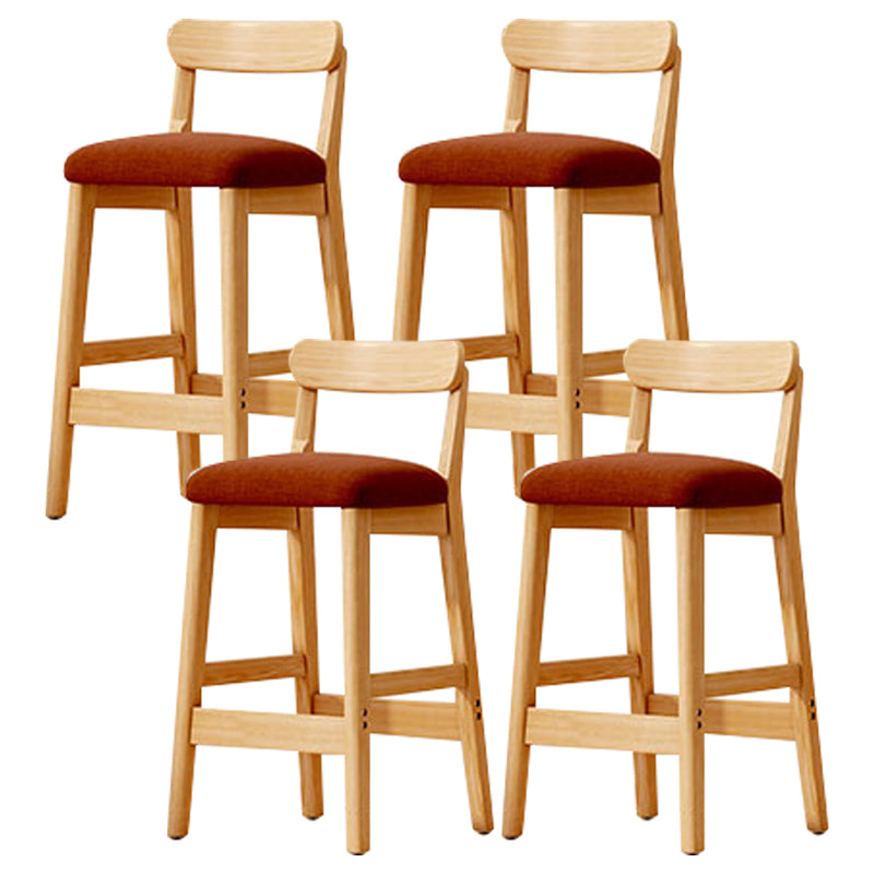 Solid Wood Bar Stool Backrest Upholstered Bar Stools for Dining Room Brown 4 Piece Set Bar Stool(28"H) Clearhalo 'Bar Furniture' 'Bar Stools' 'bar_stools' 'furn' 'furn_bar_stools' 'Furniture' 'Kitchen & Dining Furniture' 7376250