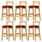 Solid Wood Bar Stool Backrest Upholstered Bar Stools for Dining Room Brown 6 Piece Set Bar Stool(28"H) Clearhalo 'Bar Furniture' 'Bar Stools' 'bar_stools' 'furn' 'furn_bar_stools' 'Furniture' 'Kitchen & Dining Furniture' 7376251