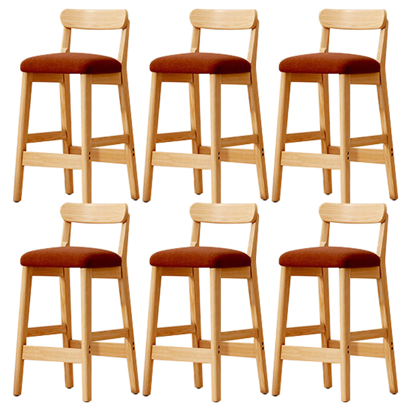 Solid Wood Bar Stool Backrest Upholstered Bar Stools for Dining Room Brown 6 Piece Set Bar Stool(28"H) Clearhalo 'Bar Furniture' 'Bar Stools' 'bar_stools' 'furn' 'furn_bar_stools' 'Furniture' 'Kitchen & Dining Furniture' 7376251