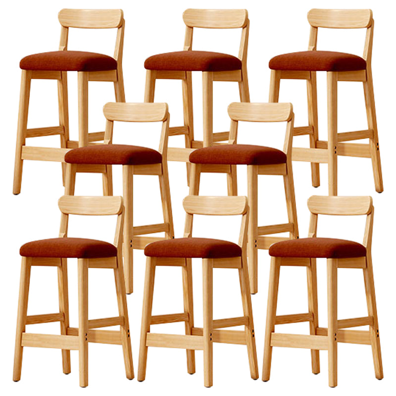 Solid Wood Bar Stool Backrest Upholstered Bar Stools for Dining Room Brown 8 Piece Set Bar Stool(28"H) Clearhalo 'Bar Furniture' 'Bar Stools' 'bar_stools' 'furn' 'furn_bar_stools' 'Furniture' 'Kitchen & Dining Furniture' 7376252