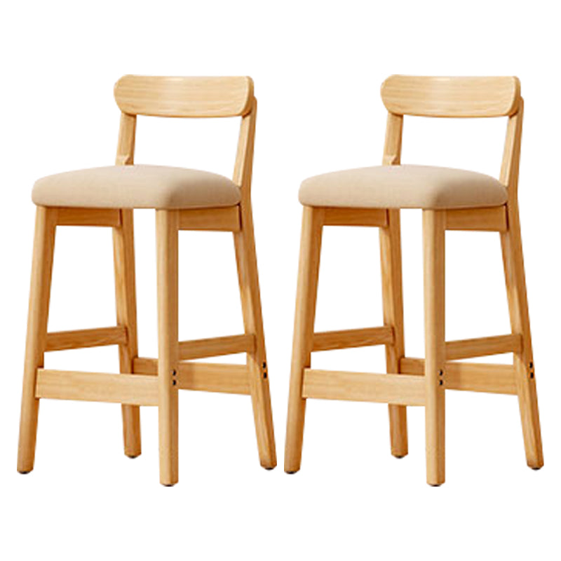 Solid Wood Bar Stool Backrest Upholstered Bar Stools for Dining Room Khaki 2 Piece Set Bar Stool(28"H) Clearhalo 'Bar Furniture' 'Bar Stools' 'bar_stools' 'furn' 'furn_bar_stools' 'Furniture' 'Kitchen & Dining Furniture' 7376254