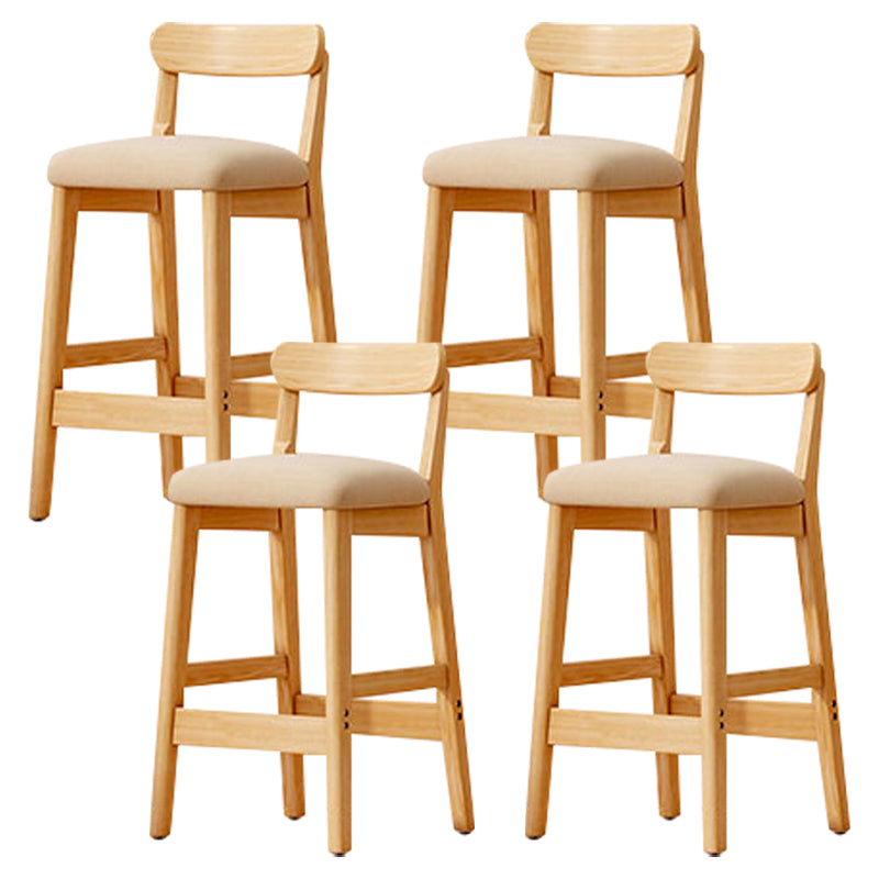 Solid Wood Bar Stool Backrest Upholstered Bar Stools for Dining Room Khaki 4 Piece Set Bar Stool(28"H) Clearhalo 'Bar Furniture' 'Bar Stools' 'bar_stools' 'furn' 'furn_bar_stools' 'Furniture' 'Kitchen & Dining Furniture' 7376255