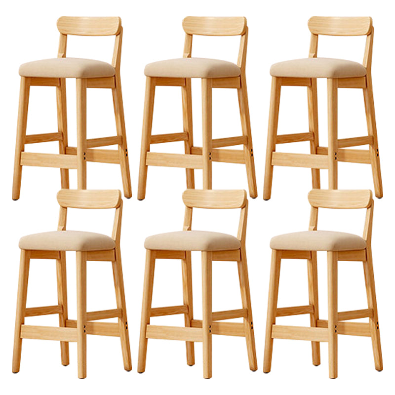 Solid Wood Bar Stool Backrest Upholstered Bar Stools for Dining Room Khaki 6 Piece Set Bar Stool(28"H) Clearhalo 'Bar Furniture' 'Bar Stools' 'bar_stools' 'furn' 'furn_bar_stools' 'Furniture' 'Kitchen & Dining Furniture' 7376256