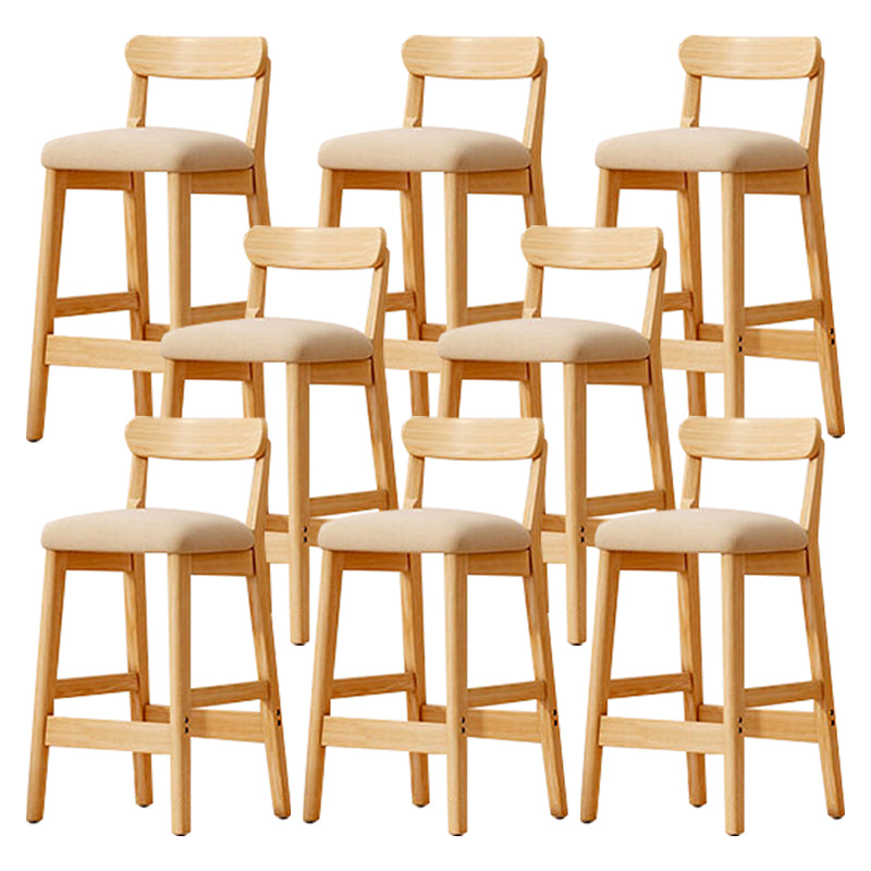 Solid Wood Bar Stool Backrest Upholstered Bar Stools for Dining Room Khaki 8 Piece Set Bar Stool(28"H) Clearhalo 'Bar Furniture' 'Bar Stools' 'bar_stools' 'furn' 'furn_bar_stools' 'Furniture' 'Kitchen & Dining Furniture' 7376257